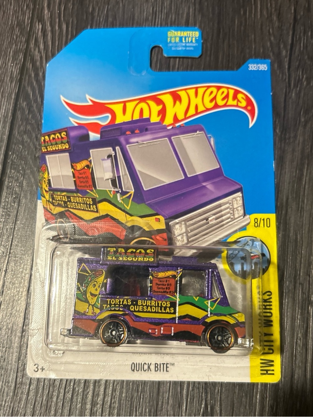 Hot Wheels Quick Bite Tacos El Segundo Food Truck Purple HW City Works Diecast